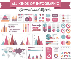 infographics elements and objects big huge set all vector