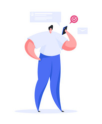 man checking messages on smartphone flat vector image