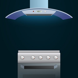 modern oven and extractor on a dark background vector