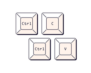 ctrl c and v keyboard buttons control keys vector