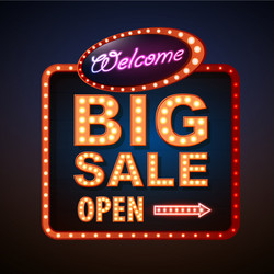 Vintage Neon Big Sale Signboard Vector Image