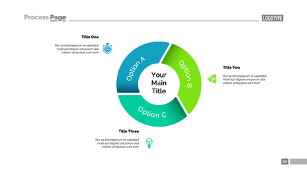 Pie chart with three options template vector