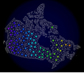 polygonal 2d mesh map of canada with colorful vector image