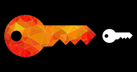 polygonal key icon with flame gradient vector image