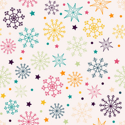 seamless pattern with multicolored snowflakes vector