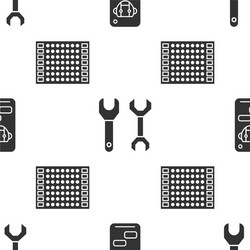 Set bot spanner and printed circuit board pcb vector