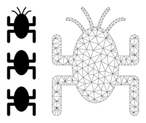 web mesh bug tick icon and additional icons vector image