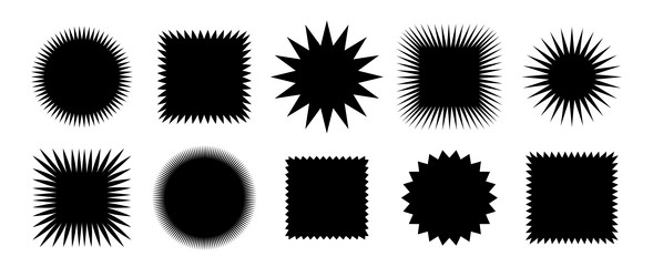 zig zag edge square and circle shapes collection vector