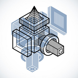 3d engineering abstract shape made using cubes vector image