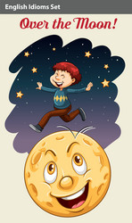 A boy over the moon vector