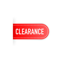 Clearance sale text on red ribbon banner vector