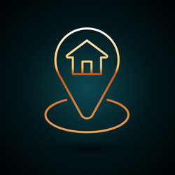 gold line map pointer with house icon isolated vector image