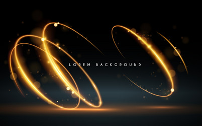 golden swirl lines background with glow effect vector