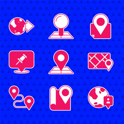 set folded map with location marker vector image