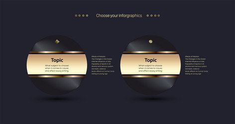 two dark circle buttons design with description vector image