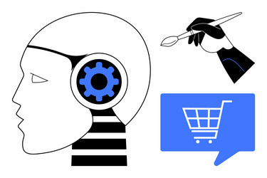 artificial intelligence concept with robot head vector image