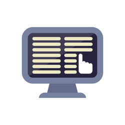 computer screen displaying online survey and hand vector image