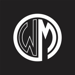 wm logo with circle rounded negative space design vector image