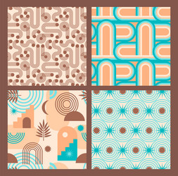 abstract geometric collection of seamless patterns vector image