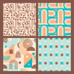 Abstract geometric collection of seamless patterns vector