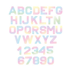 linear font alphabet multicolored lines vector