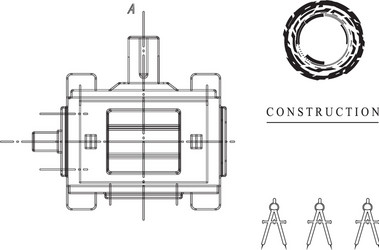 Machine-building drawings on a white background vector