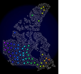 Polygonal network mesh map of canada with bright vector