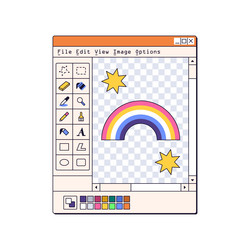 retro software paint window interface in 90s vector image