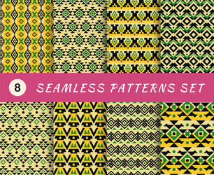 Seamless patterns set with endless mexican vector