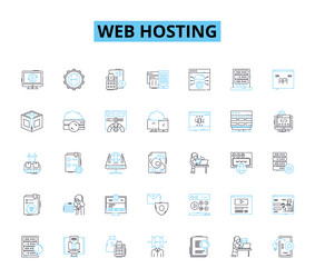 web hosting linear icons set server vector image