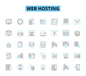 web hosting linear icons set server vector