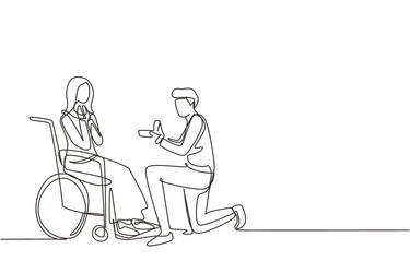 Continuous one line drawing young man stand Vector Image