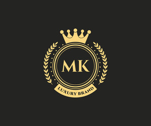 Elegant Gold 'MK' Monogram Logo Vector Image
