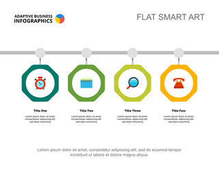 four points workflow slide template vector image