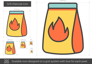 Grill charcoal line icon vector