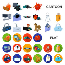 hacker and hacking cartoon icons in set collection vector image