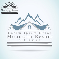 mountain resort raster logo design template Vector Image