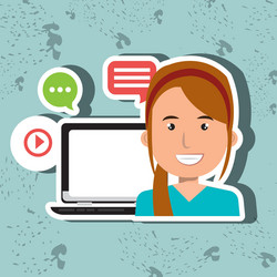 Social networking user laptop isolated icon design vector