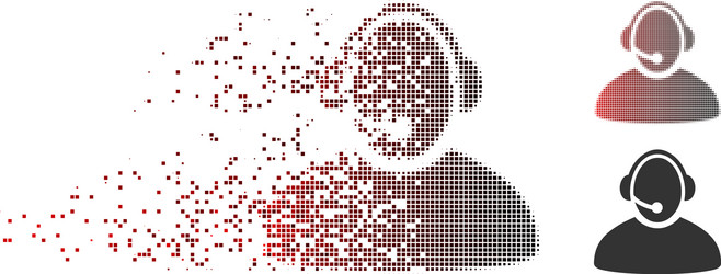 decomposed pixel halftone call center operator vector image