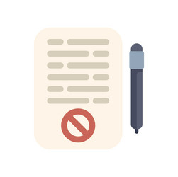 document with rejected signature and pen flat icon vector image