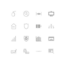 Internet security linear thin icons set outlined vector