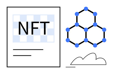 nft concept with blockchain network and cloud vector image