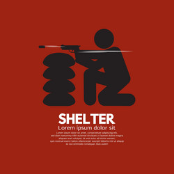 Sandbag shelter with gunman vector