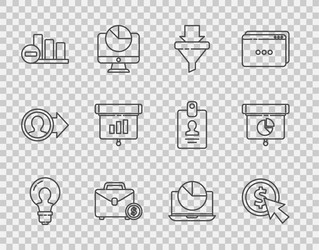 set line light bulb with concept of idea cursor vector image
