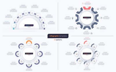 Set of eight option circle infographic design vector