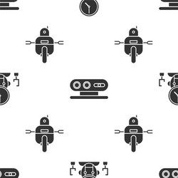 set robot and digital time manager 3d scanning vector image