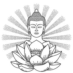 buddha and lotus with beam of light vector