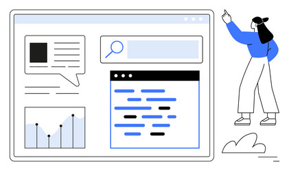 digital search and browsing concept with charts vector image