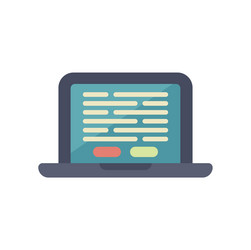 laptop showing code on screen with buttons vector image