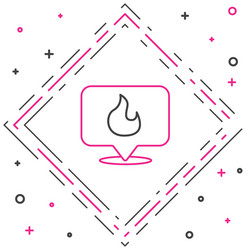 line map pointer with fire flame icon isolated vector image
